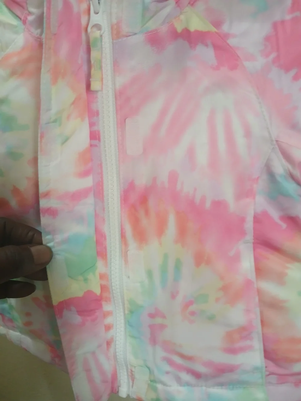 The Children's Place Pink Tie-Dye Hooded Puffer Jacket Double Zip Size 12_18 Mon